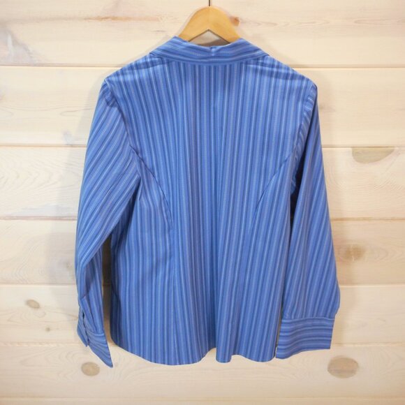 NWT Lane Bryant Size 14/16 Blue Button Up Shirt Long Sleeve Striped Office - Picture 3 of 10